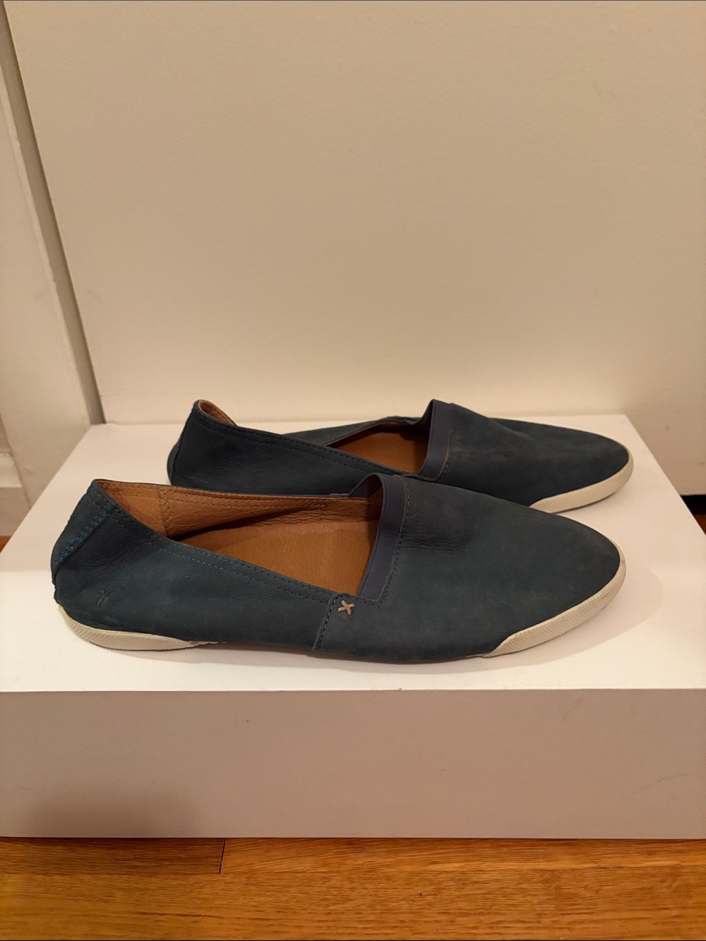 Frye Navy Blue Slip-On Leather Flats
